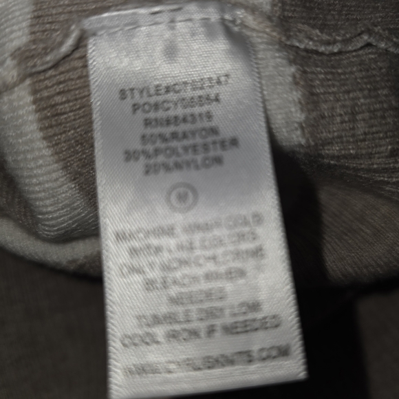 Cyrus Taupe and Cream Striped Knit Top Medium Ribbed Cuff, Hem, and Neckline - Picture 4 of 4